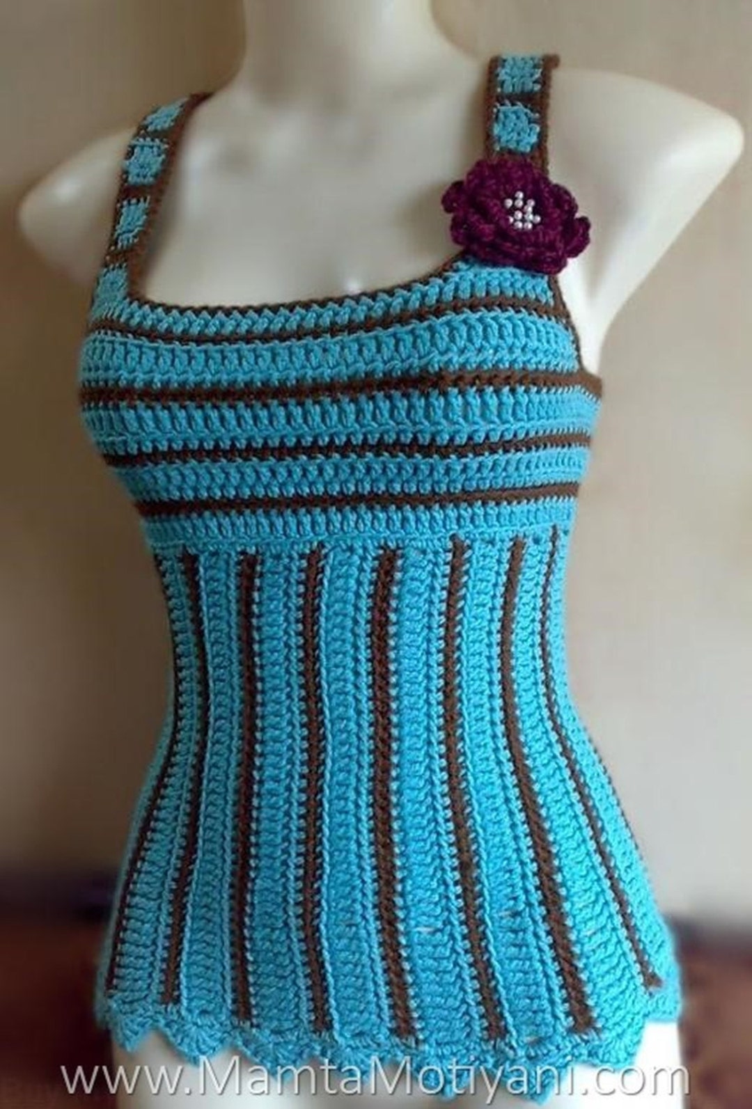 Crochet Tank Top Pattern for Women, Sleeveless Camisole Shirt Pattern