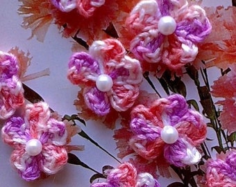Crochet Cherry Blossom Pattern, Flower Applique DIY Tutorial