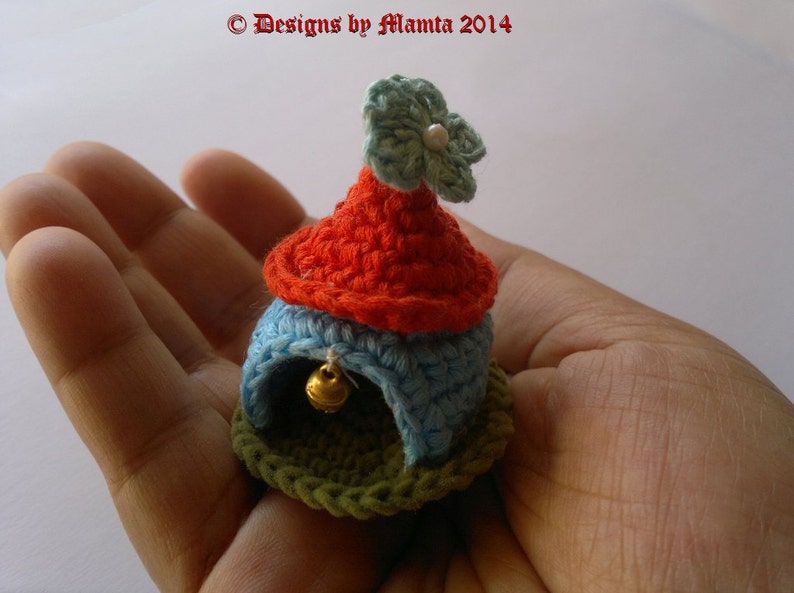 Crochet Gnome Home Pattern For Christmas, Crochet Garden Gnome Fairy House Pattern, Miniature Ornament Patterns, Fairy Garden Decorations image 1
