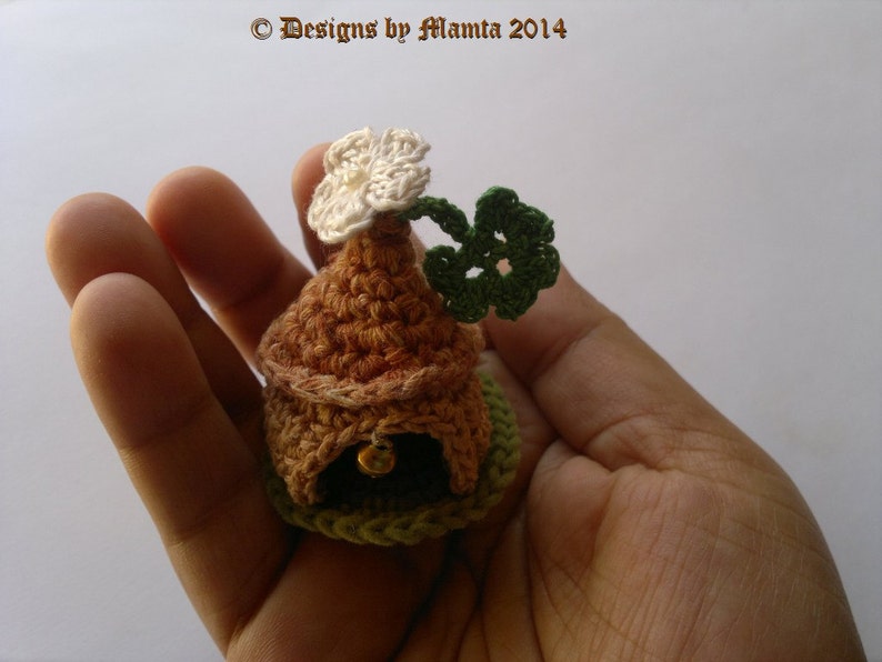 Crochet Gnome Home Pattern For Christmas, Crochet Garden Gnome Fairy House Pattern, Miniature Ornament Patterns, Fairy Garden Decorations image 3