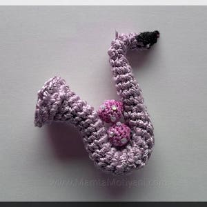 Crochet Miniature Saxophone Pattern, Crochet Jewelry Pattern, Crochet Musical Instrument, Orchestra Band Jazz Music, Unusual Unique Crochet image 9