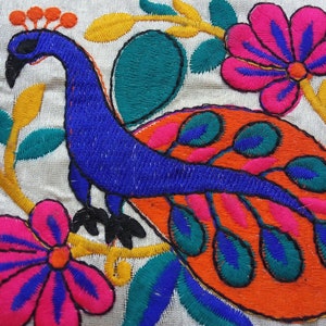 Bordure décorative paon, bordure colorée Kutchi, bordure festival