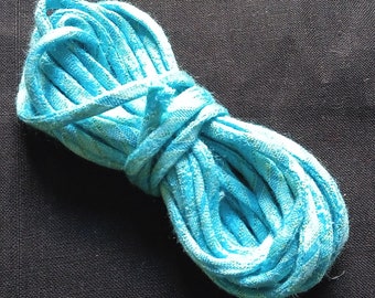 Blue Striped Cotton Silk Cord, Jacquard Seide Fabric Rope, Natural Silk Cord, Natural Silk String, Soft Jewelry Cord,Bias String,3mm Cording