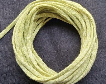 Green Striped Cotton Silk Cord, 3mm Cording, Natural Silk Cord, Silk String, Soft Jewelry Cord, Bias Cut String, Jacquard Seide Fabric Rope