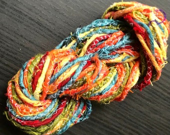Colorful Hemmed Cording, Sari Art Cord, Mixed Color Cord, Sari Ribbon Cord, Sari Hemmed Cord,Textile Cord,Rainbow Cord,Handmade Jewelry Cord