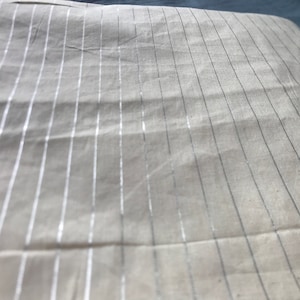 Off White Cotton Lurex Stripes Fabric, Extra Wide Fabric