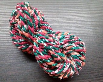 Red Green White Bakers Twine, Hand Twisted Rope, Handmade Yarn, Cotton Fabric String, Fabric Twine, Colorful Fabric Yarn, Cotton Twine