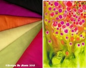 Abstract Garden Art Silk Fabric, Fat Quarter Fabric Bundle, Dupioni Silk, Fabric Bundle, Fabric Set, Bright Dupioni Silk, Summer Silk Fabric