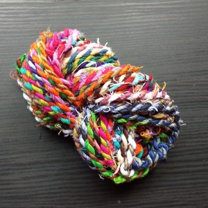 Sari Fabric Twine, Multi Colored Rope, Art Yarn, Recycled Sari Twine, Vibrant Art Cord, Cording For Jewelry, Homemade Cord,Twine For Jewelry image 3