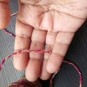 Pink Gray Fabric Twine Cord, Twist Fabric Rope, Fabric Rope, Fabric Twine, Cord, Scrap Fabric Twine, Recycled Fabric Yarn, Cotton Rag Rope image 4