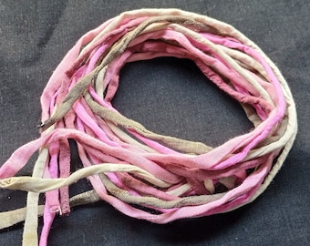 5 Pastel Pink Polyester Cords For Jewelry, Gift Wrapping String, 5mm Fabric Cord, Thick & Thin Cord, Colorful Fabric Rope, Textile Cord