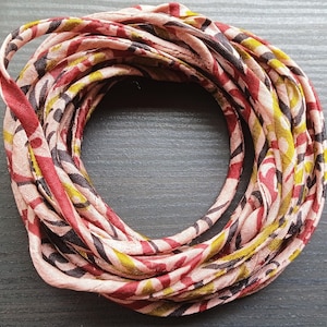 Nastro di seta rosa tea rose, corda in tessuto da 3 mm, cordoncino stampato