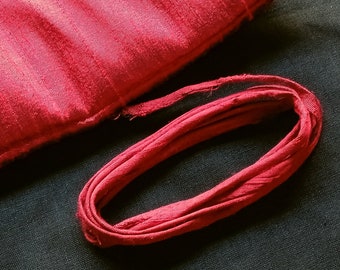 3mm Red Raw Silk Cord For Jewelry Making, Fabric Cording, Silk String, Silk Cording, Silk Rope, Thick & Thin Cord, Dupioni Silk Fabric Cords