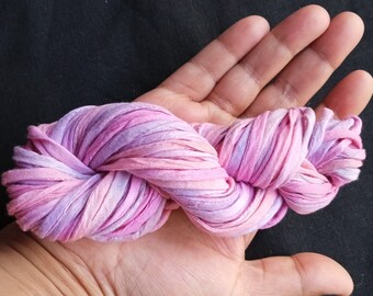 3mm Spaghetti String, Muslin Fabric Cord, Tie Dyed Pink Purple Twine, Cotton Tube Rope, Fabric Tubular Rope, Fabric Tubing Cord, Cotton Yarn