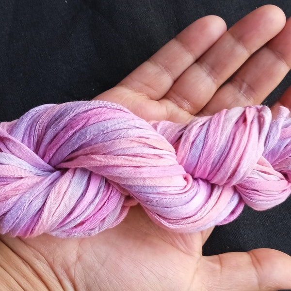 3mm Spaghetti String, Muslin Fabric Cord, Tie Dyed Pink Purple Twine, Cotton Tube Rope, Fabric Tubular Rope, Fabric Tubing Cord, Cotton Yarn