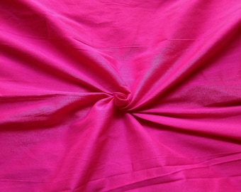 Bright Pink Art Silk Dupioni Fabric By Yard, Shocking Hot Pink Home Decor Fabric, Raspberry Red Dupioni Fabric, Magenta Indian Fabric