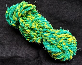 Yellow Green Fabric Twine Cord, Twist Fabric Rope, Fabric Rope, Fabric Twine, Scrap Fabric Twine, Recycled Fabric Yarn, Cotton Rag Rope