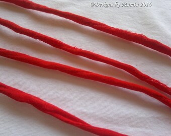 Vibrant Red Art Silk Cord For Jewelry, Handmade Silk String, Silk Cording, 5mm Silk Cord, Thick & Thin Cord, Thin Silk Fabric Cords