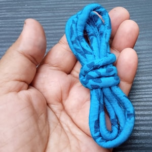 5mm Blue Cotton Cord, Fabric Wrapped Rope, Round Boho Cord