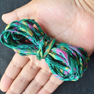3mm Turquoise Blue Silk Cord, Pure Silk Ribbon, Tribal Fabric Cord, Silk Rope, 3mm Jewelry Cord, Handmade String, Bias String, Silk Twine image 5