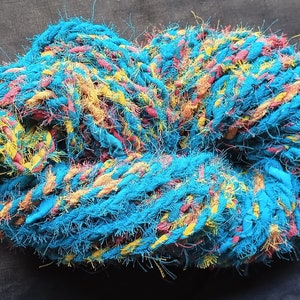 Teal Variegated Polyester Tattered Twine, Fabric String