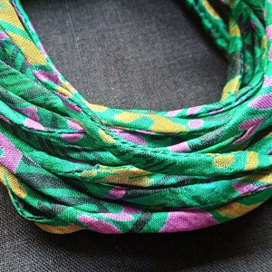 Turquoise Silk Cord, Pure Silk Ribbon, 3mm Fabric Twine