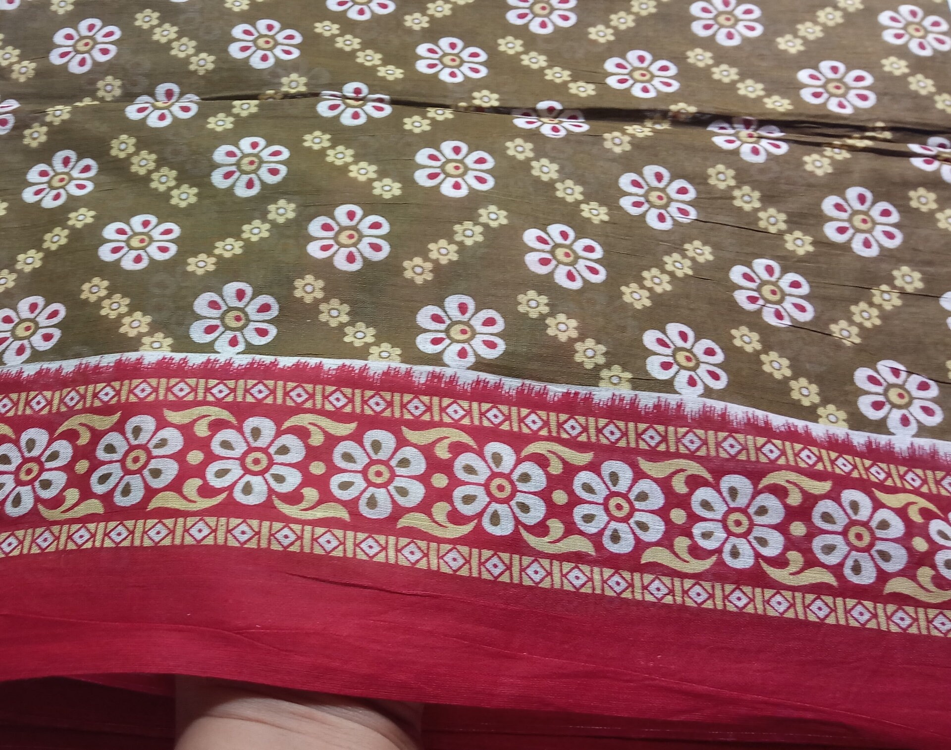 Green Cotton Saree Fabric Sari Fabric By The Yard Floral Etsy
