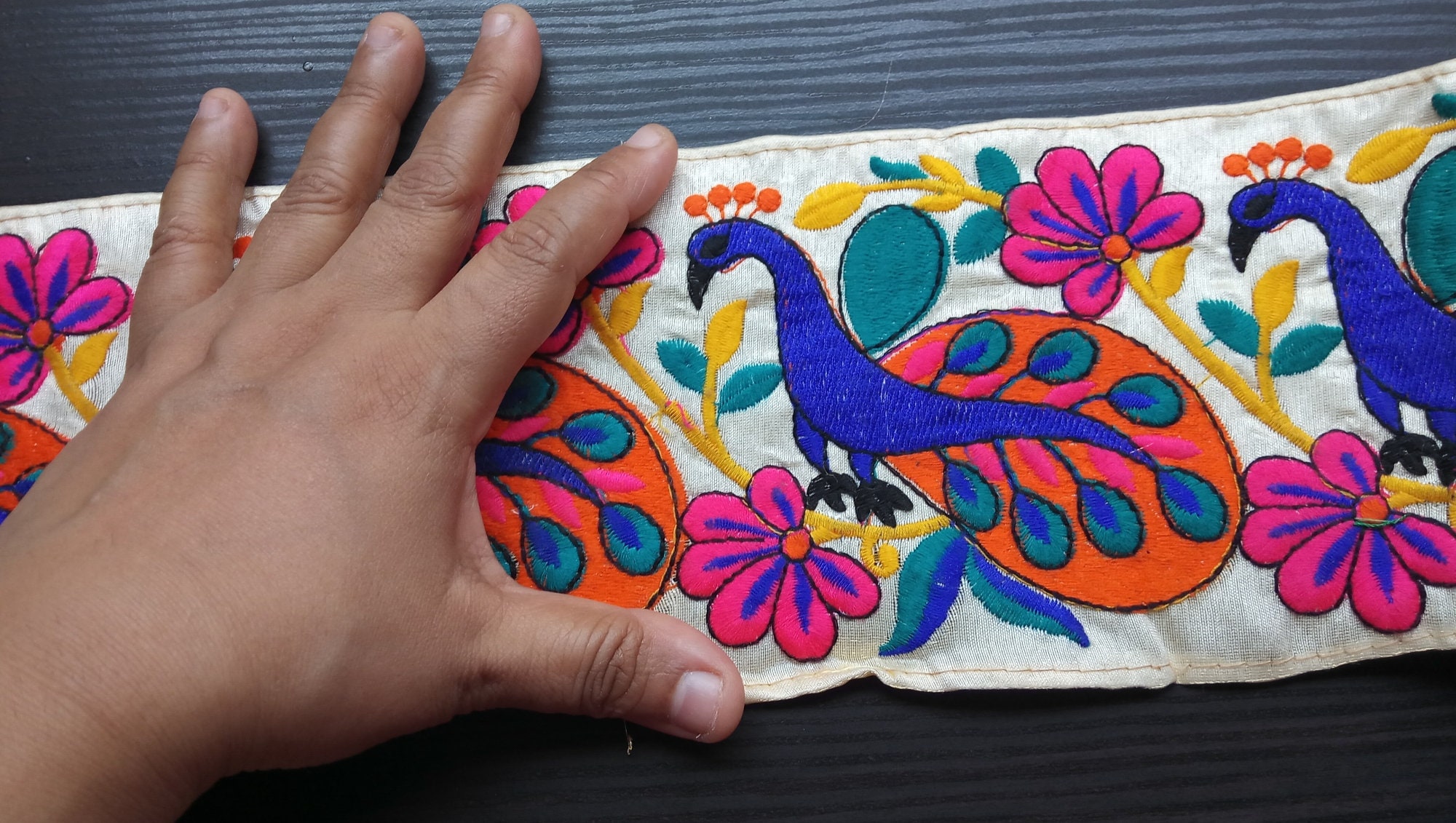 120mm Broad Peacock Decorative Trim Kutchi Colorful Trim Etsy