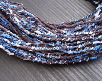 Blue Black Fabric Twine Cord, Twist Fabric Rope, Fabric Rope, Fabric Twine, Cord, Scrap Fabric Twine, Recycled Fabric Yarn, Cotton Rag Rope