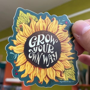Grow Your Own Way Sunflower Vinyl Stickers Inspiring Decor for Any Surface image 4