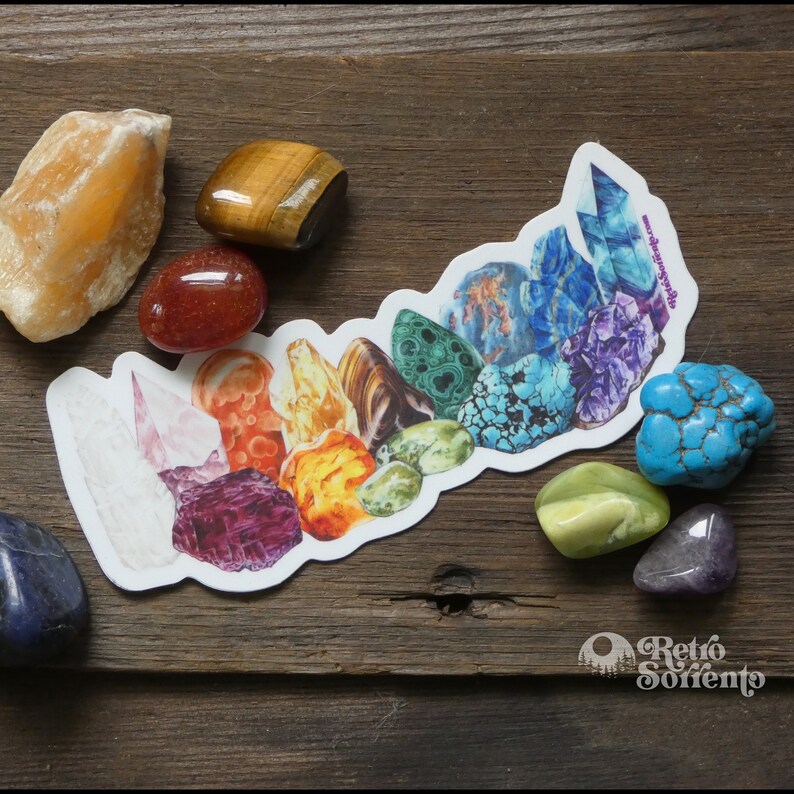 Rainbow Crystals Sticker Chakra Decal Gems Selenite Etsy