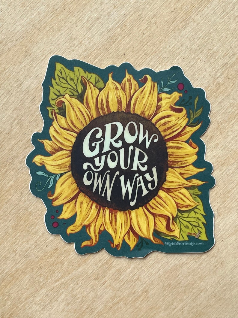 Grow Your Own Way Sunflower Vinyl Stickers Inspiring Decor for Any Surface image 3