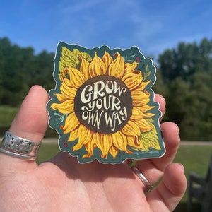 Grow Your Own Way Sunflower Vinyl Stickers Inspiring Decor for Any Surface image 2
