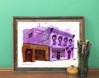 Tootsies Orchid Lounge Art Print, Nashville TN Illustration, Music City, Building Drawing, Tennessee, Country, Honkey Tonk