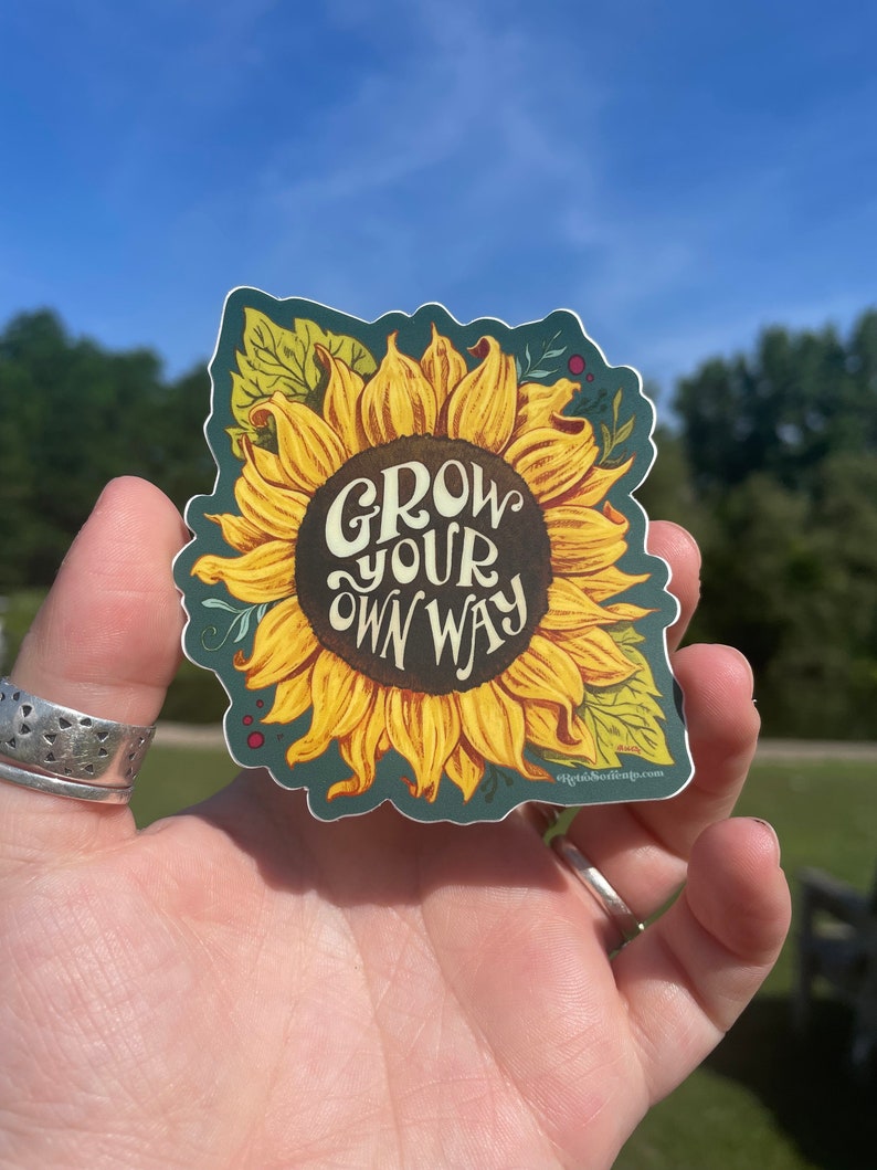 Grow Your Own Way Sunflower Vinyl Stickers Inspiring Decor for Any Surface image 1