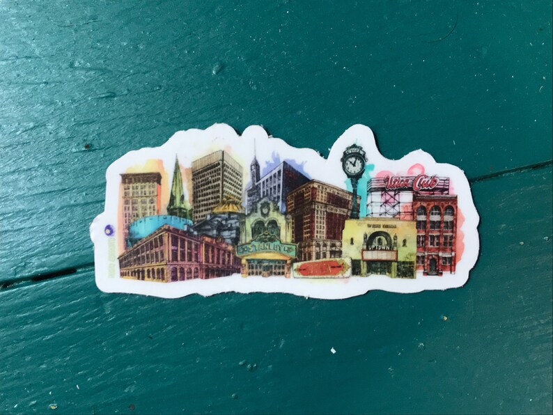 CIty Sticker Upstate NY Building Illustration Vinyl Decal Utica New York Skyline Sticker