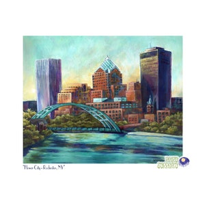 Flower City - Rochester, NY Signed Print, ROC Painting, Flower City Art, City Skyline, Western ny, WNY,