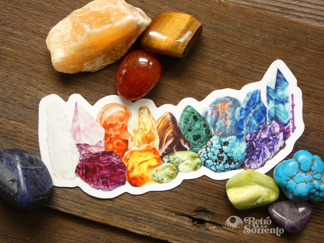 Rainbow Crystals Sticker Chakra Decal Gems Selenite Etsy