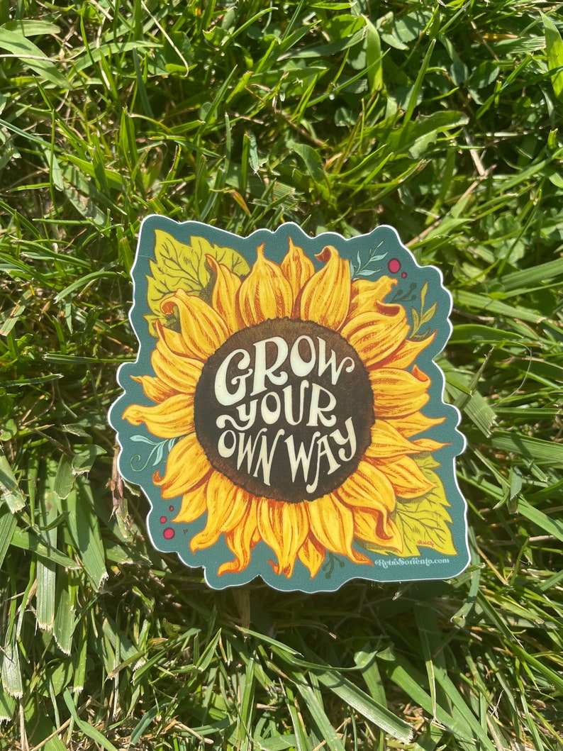 Grow Your Own Way Sunflower Vinyl Stickers Inspiring Decor for Any Surface image 5