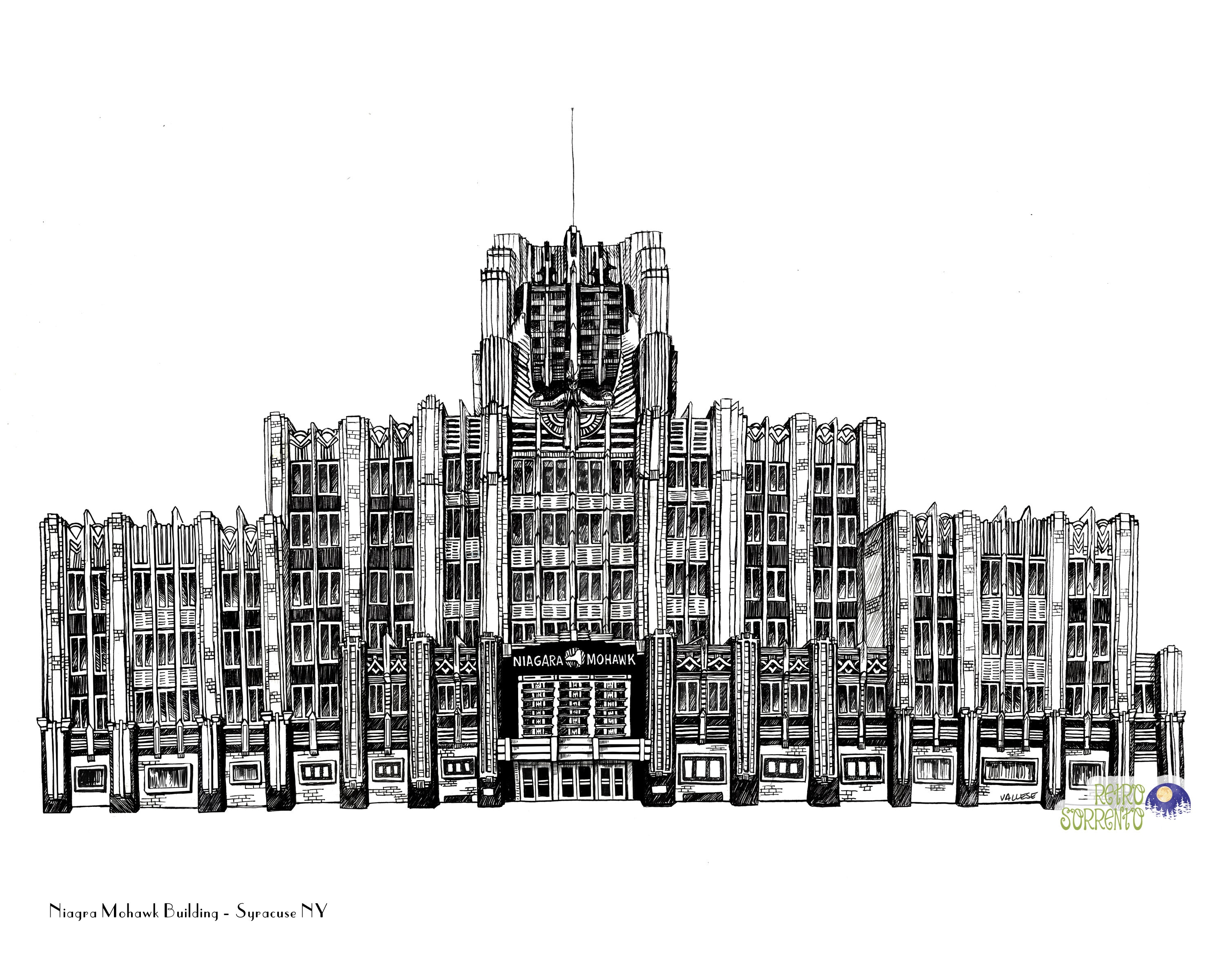 Syracuse NY Niagara Mohawk Building Art, NIMO Illustration, CNY, Cuse, Art  Deco Building Illustrations, Upstate Ny, Syracuse University - Etsy, image size:3000x2400