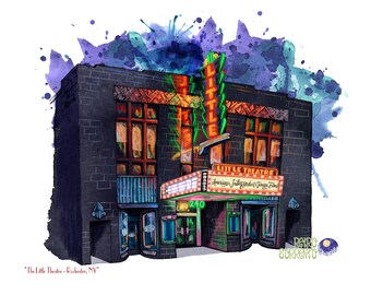 The Little Theatre Art Print, Rochester NY Illustration, Upstate Artwork, ROC City, Flower City, Poster, Flour City, Rochacha