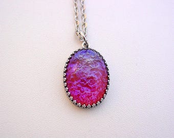 Victorian Style, Dragons Breath, Fire Opal Necklace, Mexican Fire Opal Pendant, Victorian Jewelry, Dragon Breath Jewelry