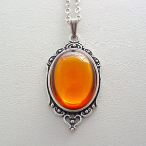 Art Nouveau Style, Topaz Necklace, Topaz Pendant, Vintage Glass Cabochon, Art Nouveau Jewelry