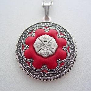 Victorian Style Fireman Necklace, Firefighter Necklace, Ladderman Pendant, Unique Firefighter Necklace, Victorian Jewelry