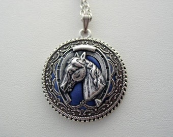 Victorian Style Necklace, Horse Necklace, Horse Pendant, Horseshoe Necklace Layered Filigree, Victorian Jewelry