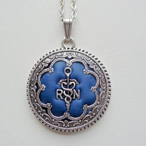 Victorian Style Nurse Pendant, Nurse Necklace, Healthcare Necklace, Oxidized Finish, Layered Necklace, Victorian Jewelry