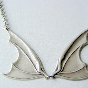 Chunky Funky, Bat Wing Necklace, Oxidized Finish, Bat Necklace, Batwing Pendant, Claudia Bat Wing Pendant