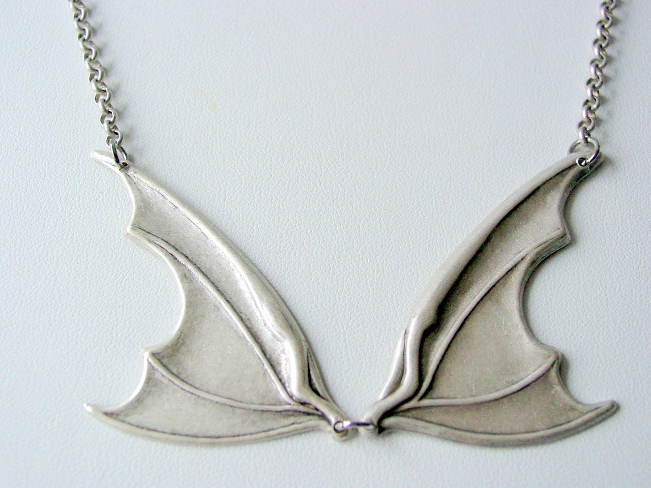 Chunky Funky, Bat Wing Necklace, Oxidized Finish, Bat