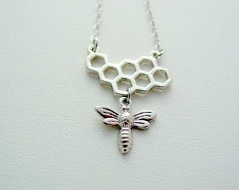 Queen Bee Necklace, Entomology Nature Necklace, Bee Necklace, Bee Pendant