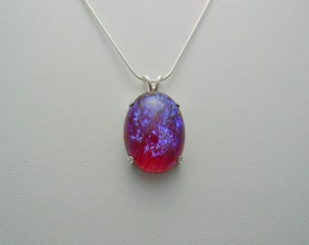 Sterling Silver, Fire Opal Necklace, Dragons Breath Jewelry, Fire Opal Necklace, Flat Snake Chain, Opal Jewelry